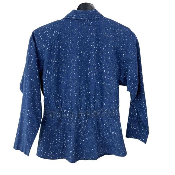 Vintage 90s Blue White Speckled Button Up Blazer Top Small - Picture 3 of 7